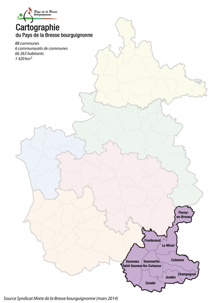 Carte des Communautés de communes du Pays de Bresse bourguignonne